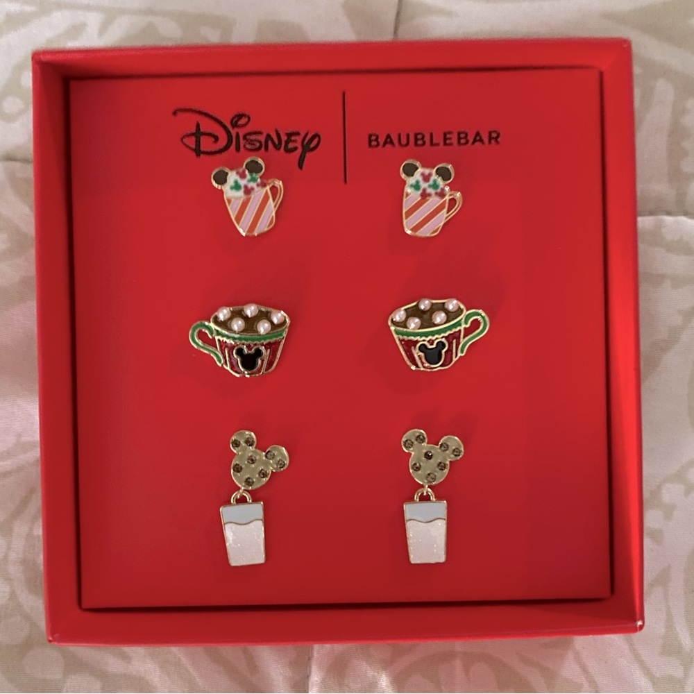 NWT Disney X BaubleBar Christmas Holiday Drinks Earring Set